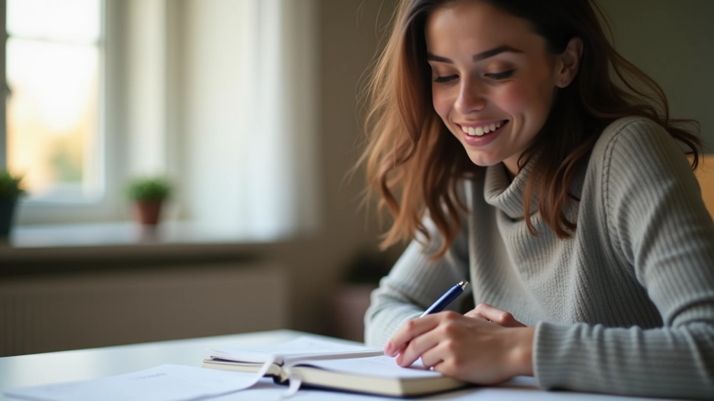 Persoană scriind note în caiet despre planul bugetar personal