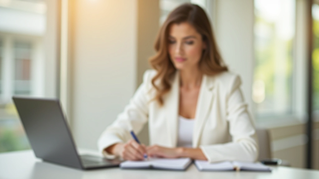 Persoană care ia note într-un caiet cu grafice financiare, într-un birou luminos cu laptop și cafea lângă ea